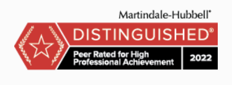 Martindale-Hubbell | Distinguished | Peer Rated for High Professional Achievement 2022